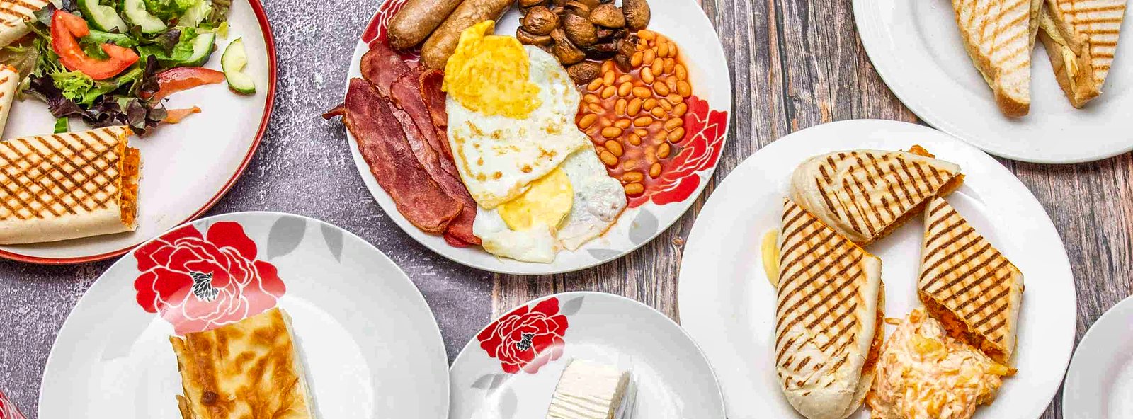 Full English breakfast, paninis and bourek at Cafe Royal