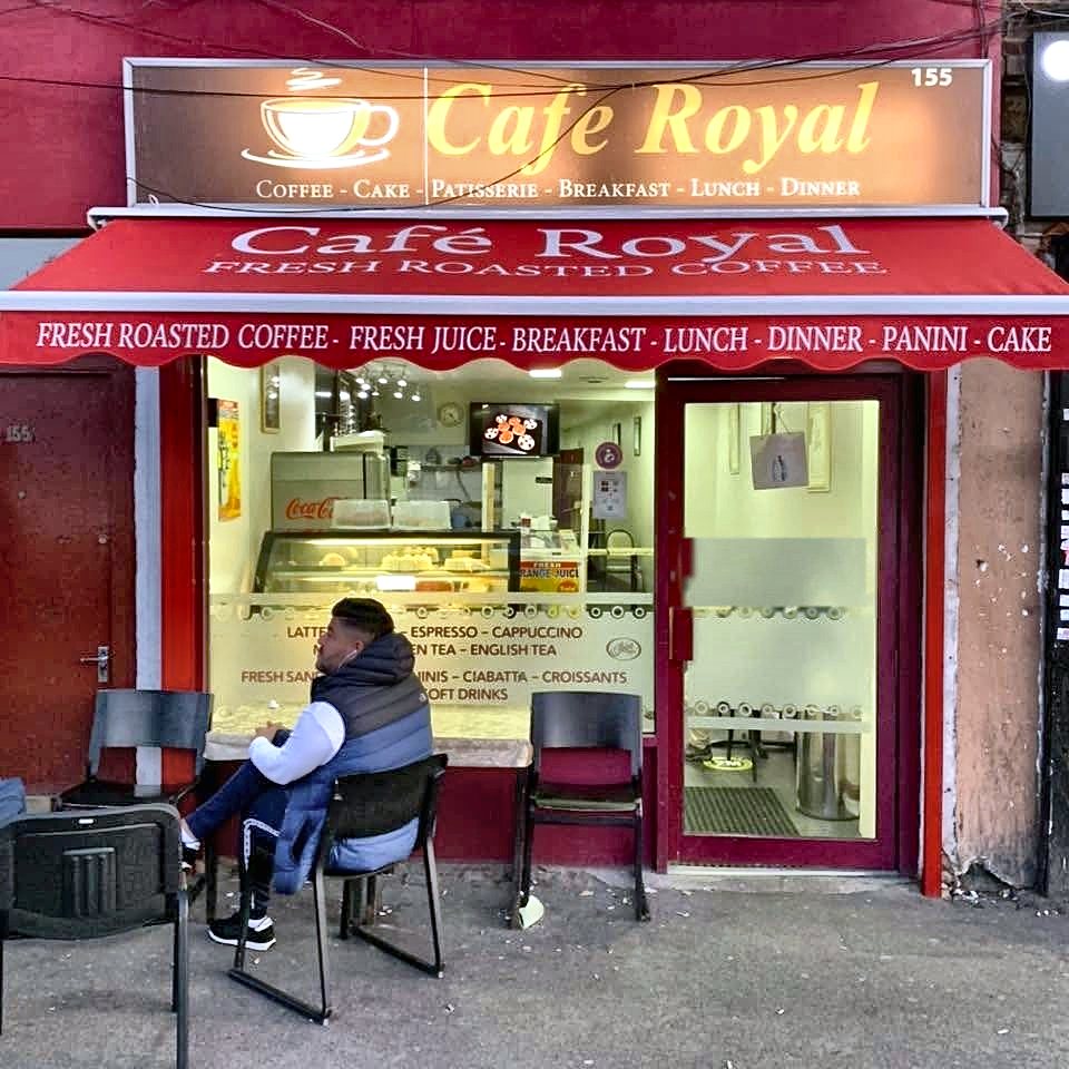 The Cafe Royal shopfront on Plumstead Road