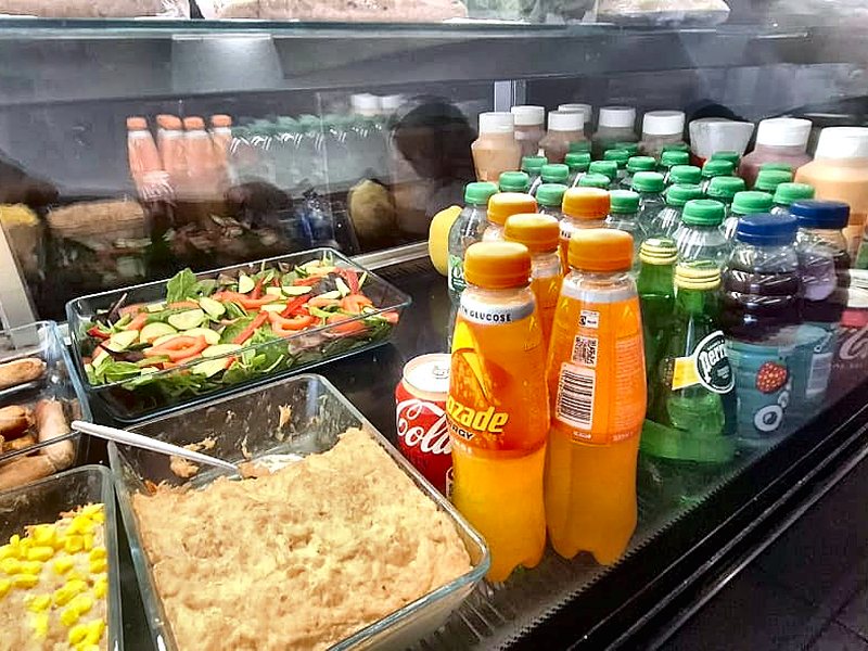 Salads and cold drinks in the chiller