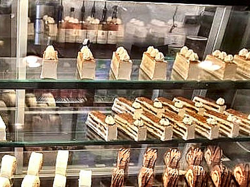 Patisserie slices on the counter