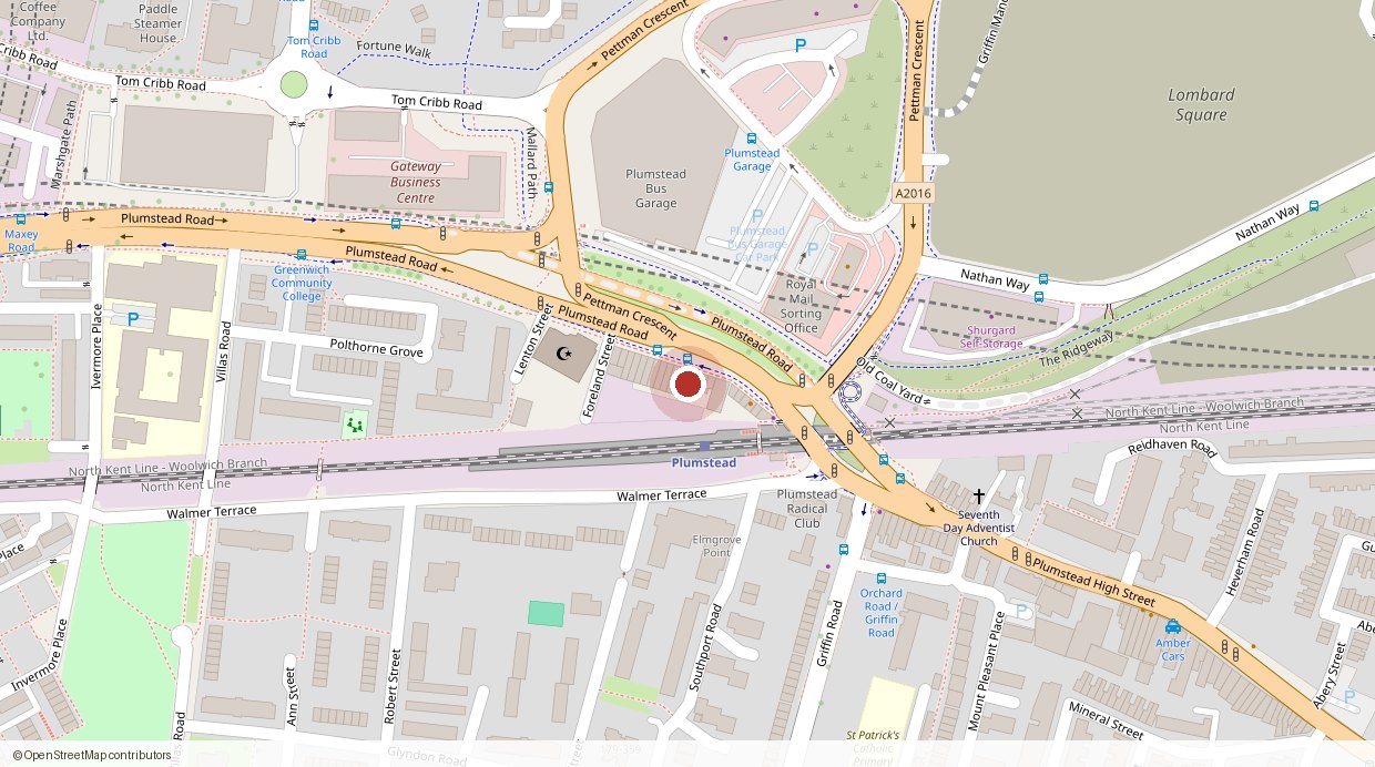 Map showing Cafe Royal on Plumstead Road, SE18